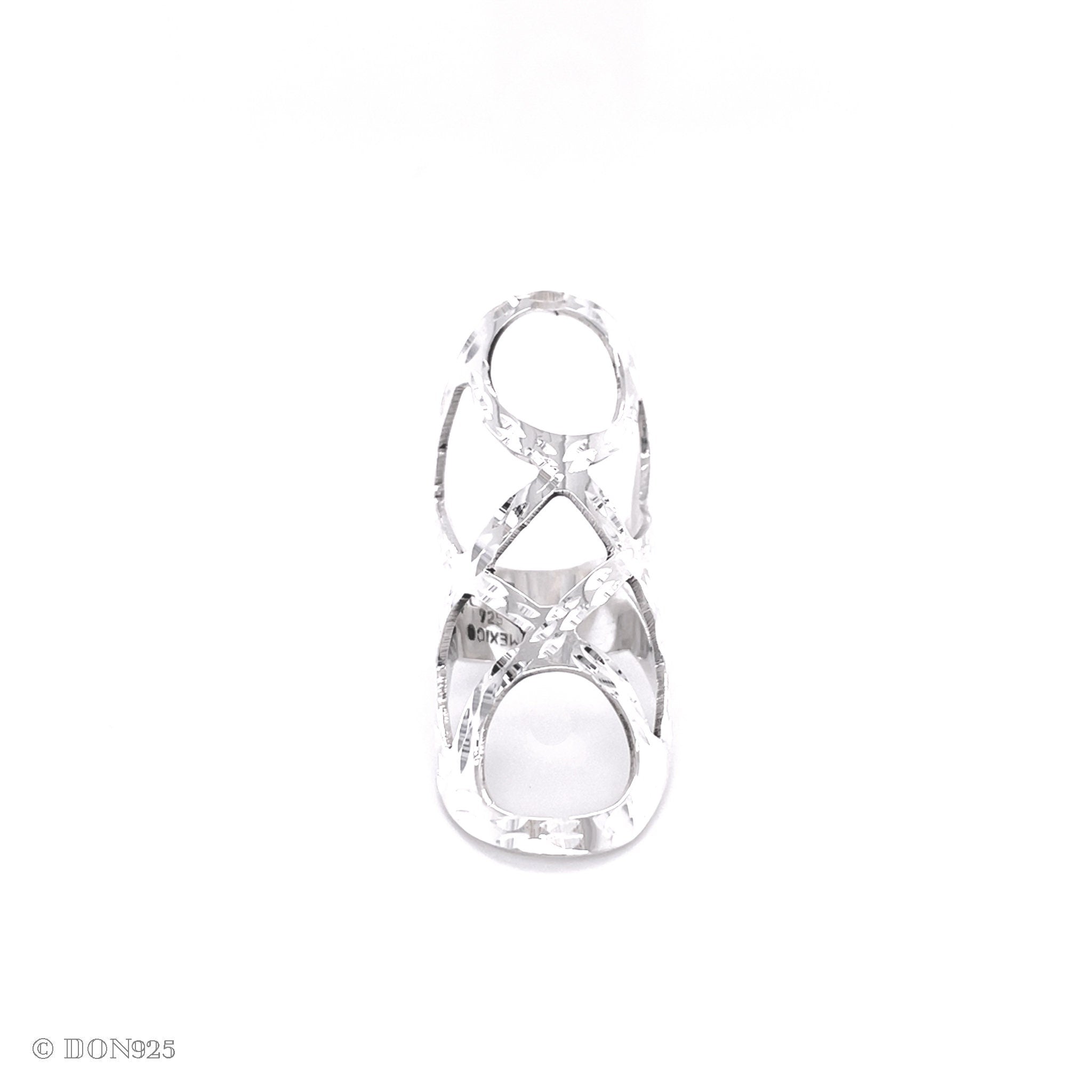 Long Sterling Silver Shiny Corset Ring