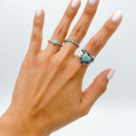 Dainty Turquoise Sterling Silver Twisted Ring: Minimalist Boho Stacking Ring