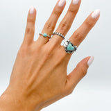 Dainty Turquoise Sterling Silver Twisted Ring: Minimalist Boho Stacking Ring