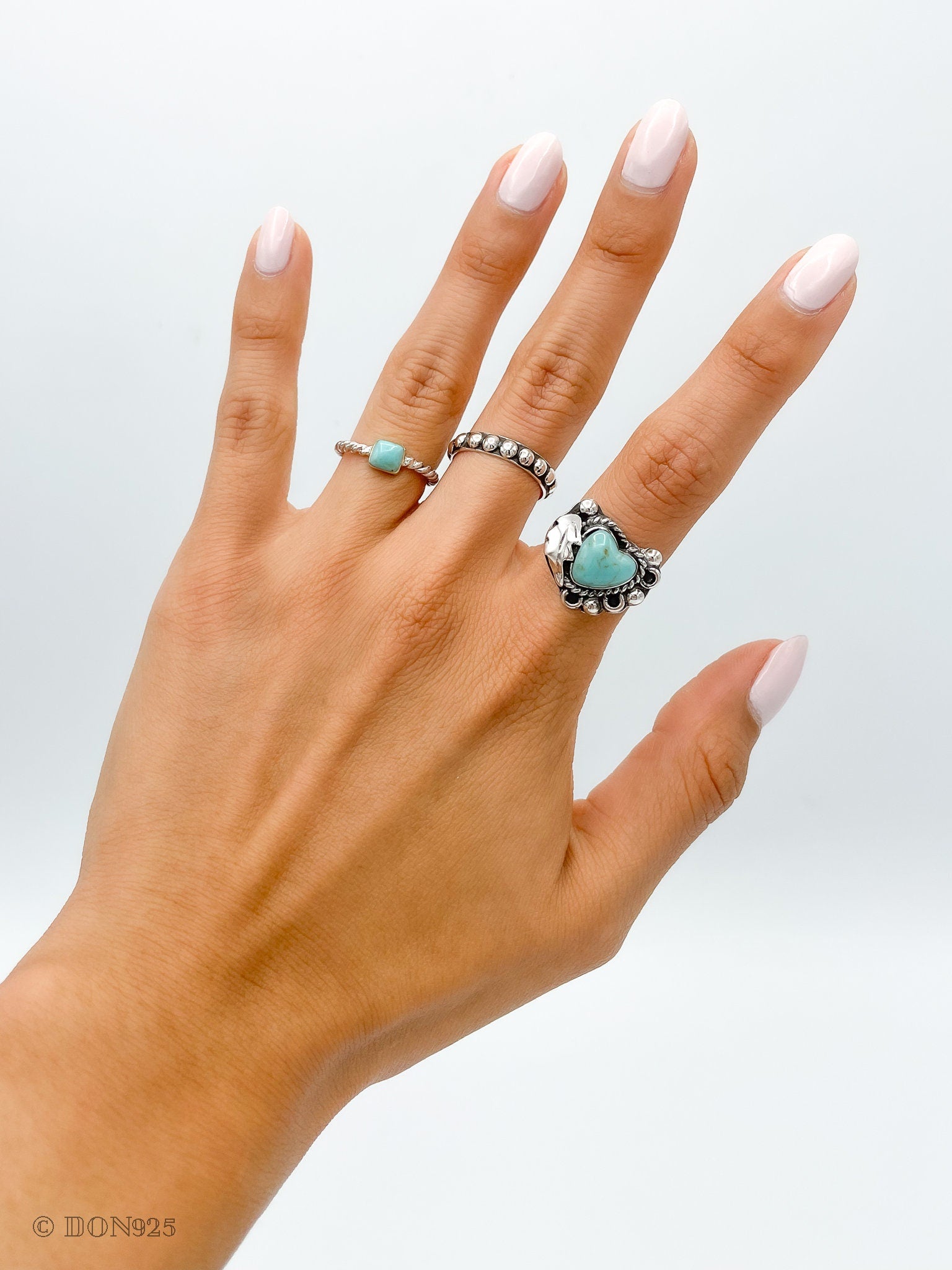 Dainty Turquoise Sterling Silver Twisted Ring: Minimalist Boho Stacking Ring