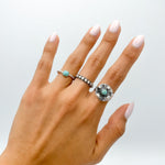 Dainty Turquoise Sterling Silver Twisted Ring: Minimalist Boho Stacking Ring