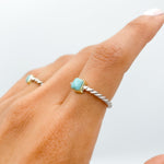 Dainty Turquoise Sterling Silver Twisted Ring: Minimalist Boho Stacking Ring