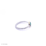 Sterling Silver Malachite Ring: Twisted Band, Boho Stacking Ring