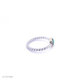 Sterling Silver Malachite Ring: Twisted Band, Boho Stacking Ring