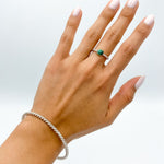 Sterling Silver Malachite Ring: Twisted Band, Boho Stacking Ring