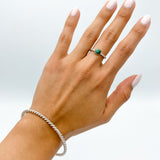 Sterling Silver Malachite Ring: Twisted Band, Boho Stacking Ring