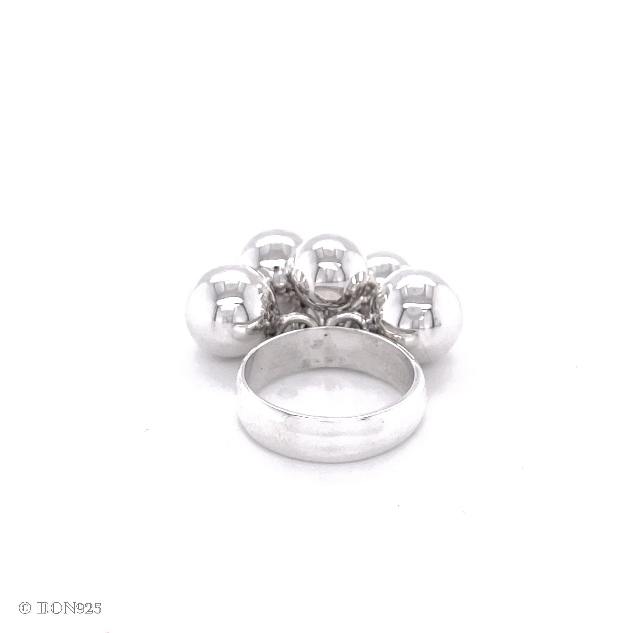Sterling Silver Fidget Spheres Ring: Statement Movable Bubble Design