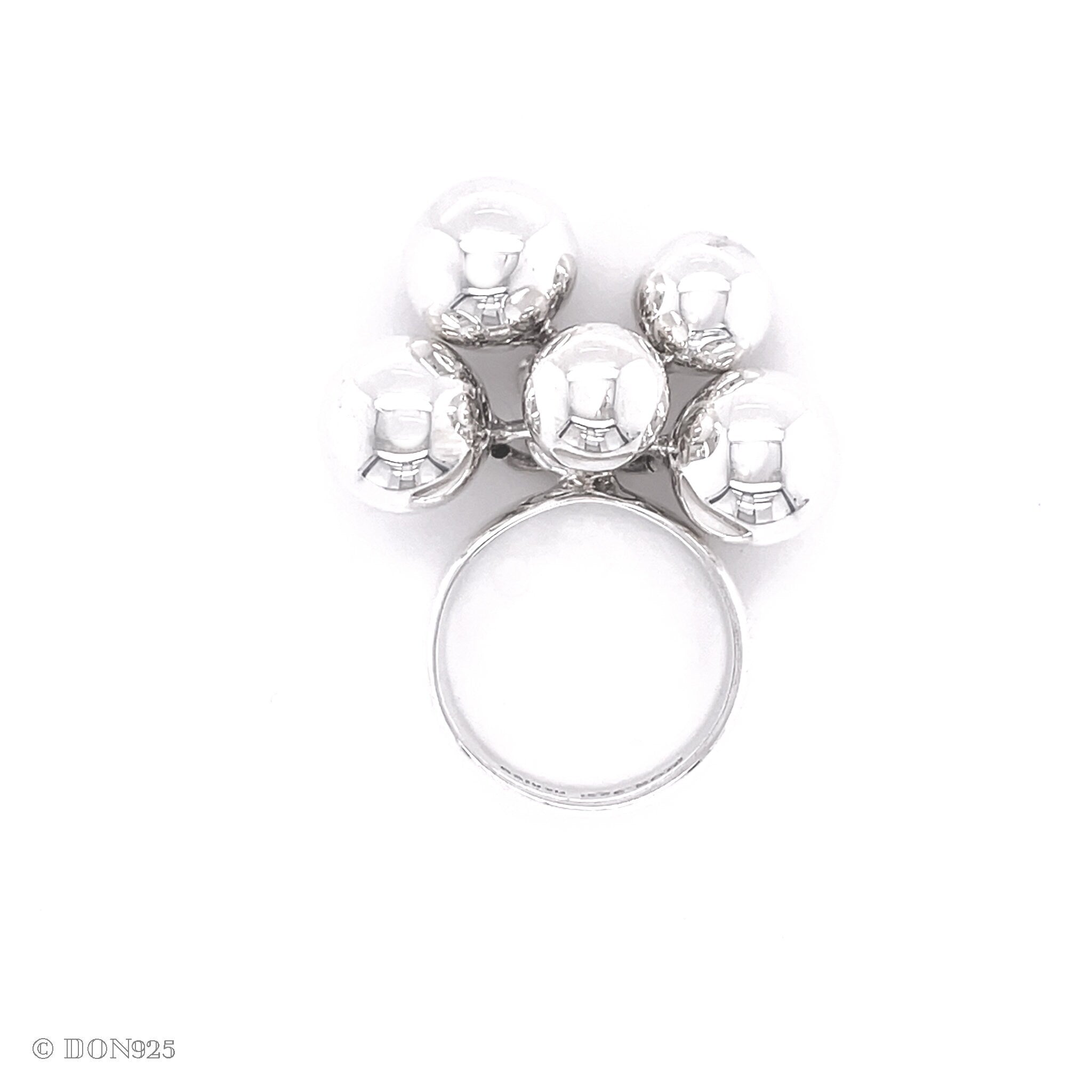 Sterling Silver Fidget Spheres Ring: Statement Movable Bubble Design