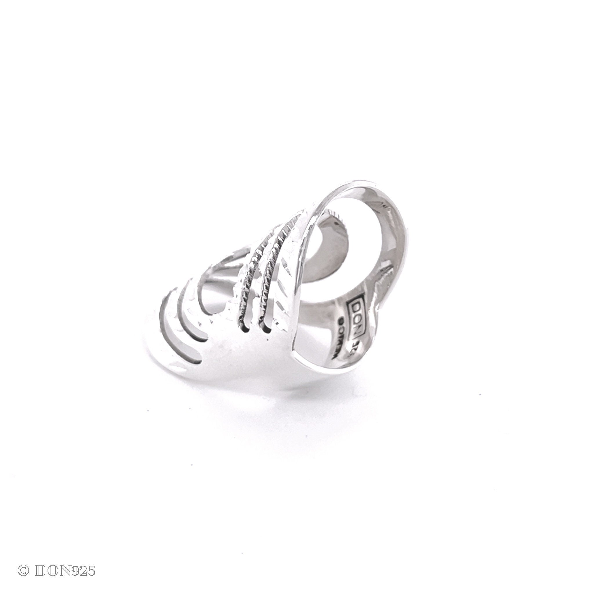 Sterling Silver Long Circle Ring: Shiny Modern Geometric Statement Jewelry