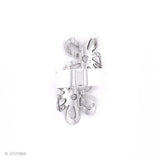 Sterling Silver Long Flower Ring: Shiny Disco-Ball Style