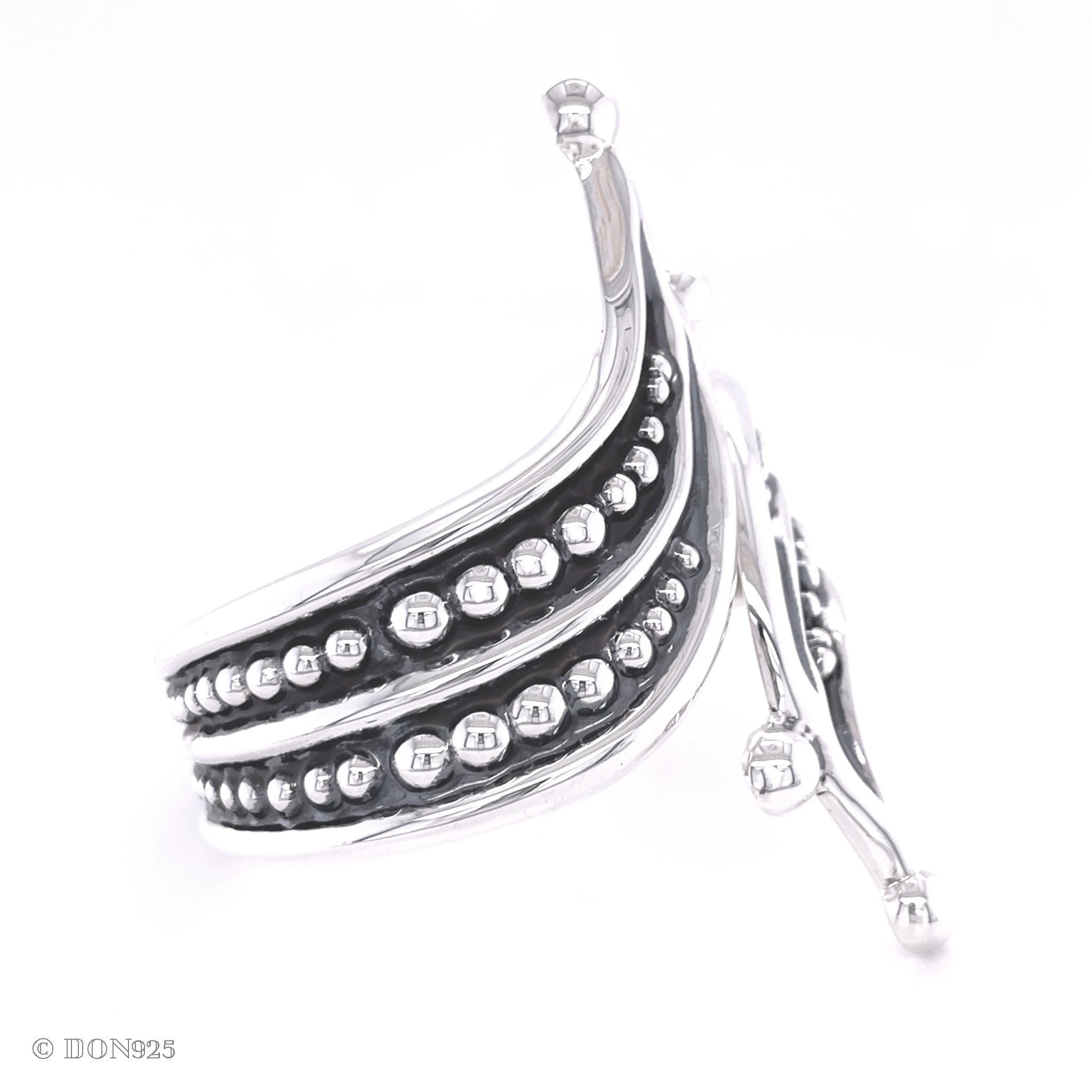 Sterling Silver Wide Clamp Bangle Bracelet: Dotted Southwestern Style