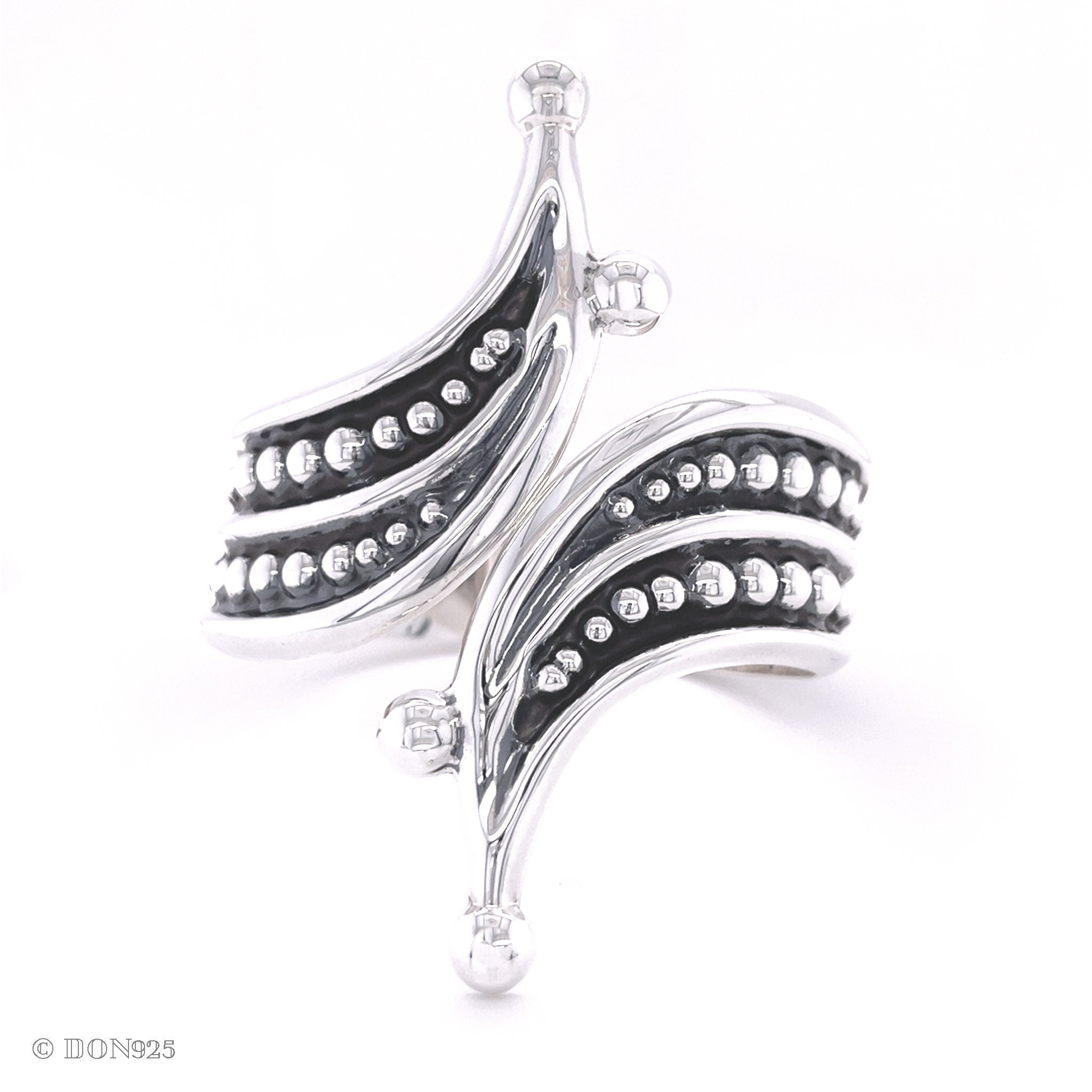 Sterling Silver Wide Clamp Bangle Bracelet: Dotted Southwestern Style
