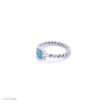 Dainty Turquoise Sterling Silver Twisted Ring: Minimalist Boho Stacking Ring