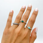 Sterling Silver Malachite Ring: Twisted Band, Boho Stacking Ring