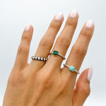 Dainty Turquoise Sterling Silver Twisted Ring: Minimalist Boho Stacking Ring