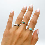 Dainty Turquoise Sterling Silver Twisted Ring: Minimalist Boho Stacking Ring