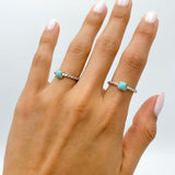 Dainty Turquoise Sterling Silver Twisted Ring: Minimalist Boho Stacking Ring