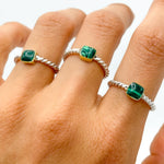 Sterling Silver Malachite Ring: Twisted Band, Boho Stacking Ring