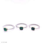 Sterling Silver Malachite Ring: Twisted Band, Boho Stacking Ring