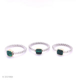 Sterling Silver Malachite Ring: Twisted Band, Boho Stacking Ring