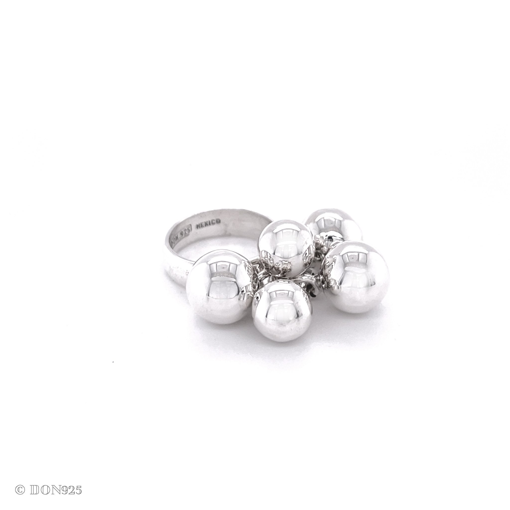 Sterling Silver Fidget Spheres Ring: Statement Movable Bubble Design