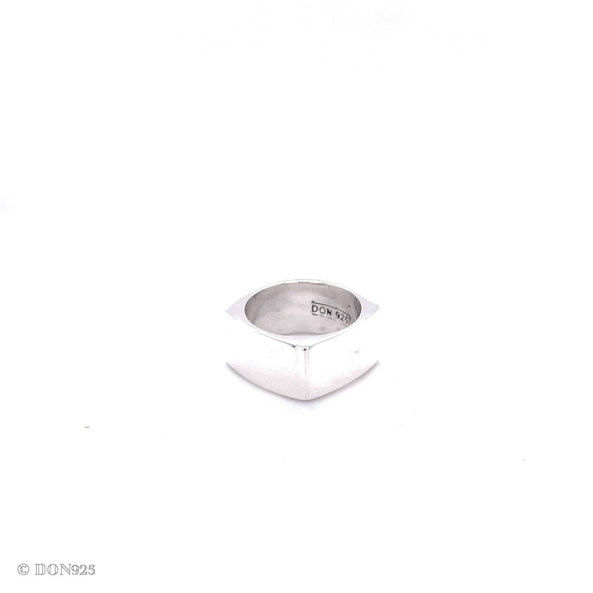 Sterling Silver Cube Signet Ring: Wide Geometric Chunky Modern Unisex Band
