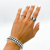 Sterling Silver Dot Ring: Dainty Minimalist Dome Stacking Band, Studded Jewelry
