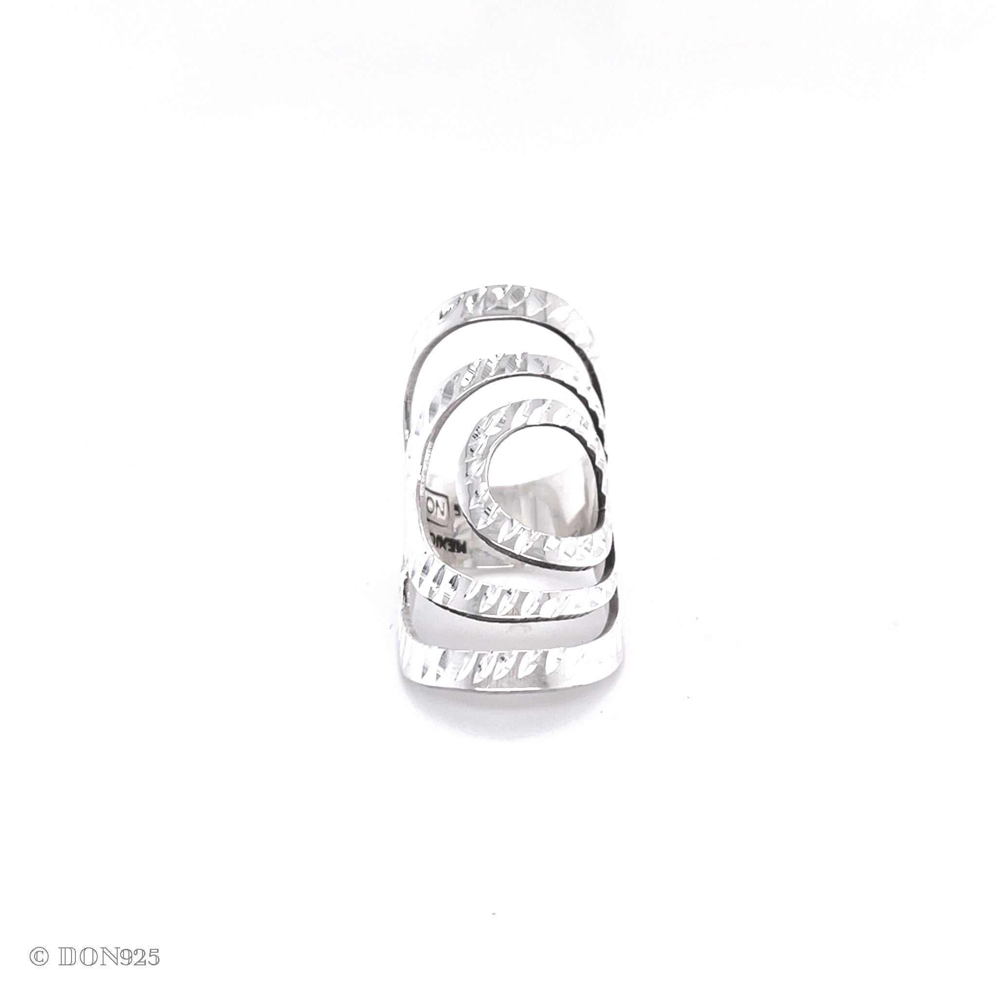 Sterling Silver Long Circle Ring: Shiny Modern Geometric Statement Jewelry