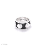 Oxidized Sterling Silver Dome Ring: Chunky Beaded Statement Band, Studded Jewelry