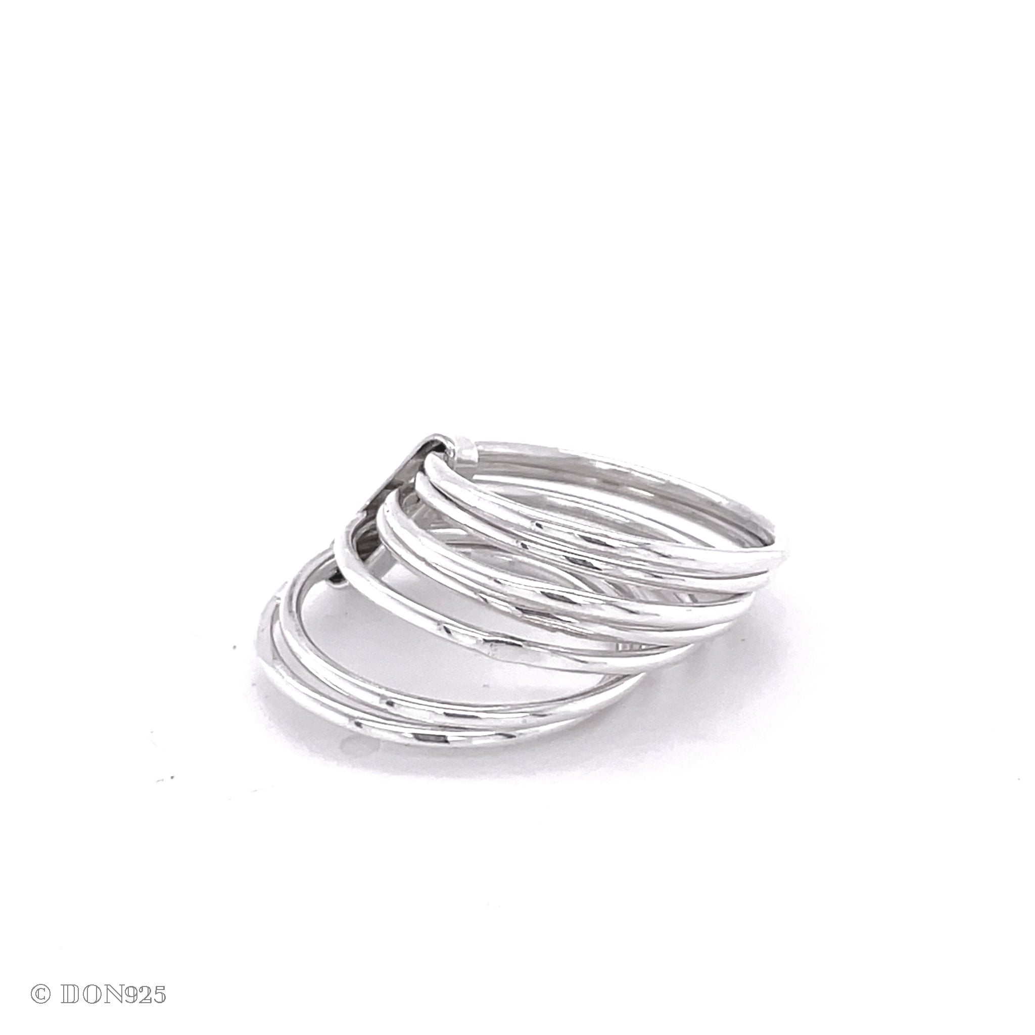 Sterling Silver Stacking Ring Set: Minimalist Thin Band Rings, 7 "Semanario"