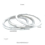Sterling Silver 5mm Tube Slip-On Bangle Bracelet: Inclusive Sizes