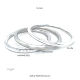 Sterling Silver 5mm Tube Slip-On Bangle Bracelet: Inclusive Sizes
