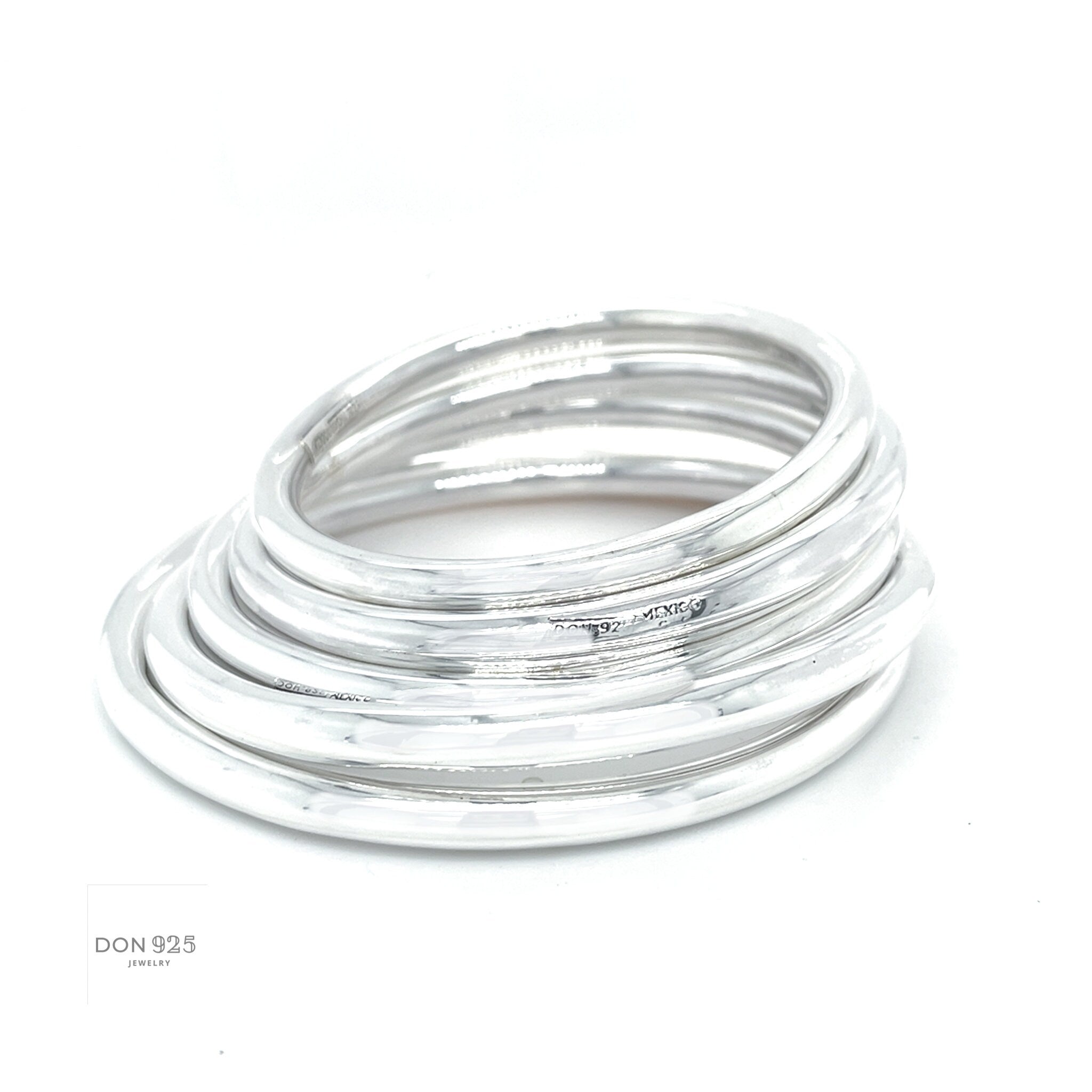 Sterling Silver 5mm Tube Slip-On Bangle Bracelet: Inclusive Sizes