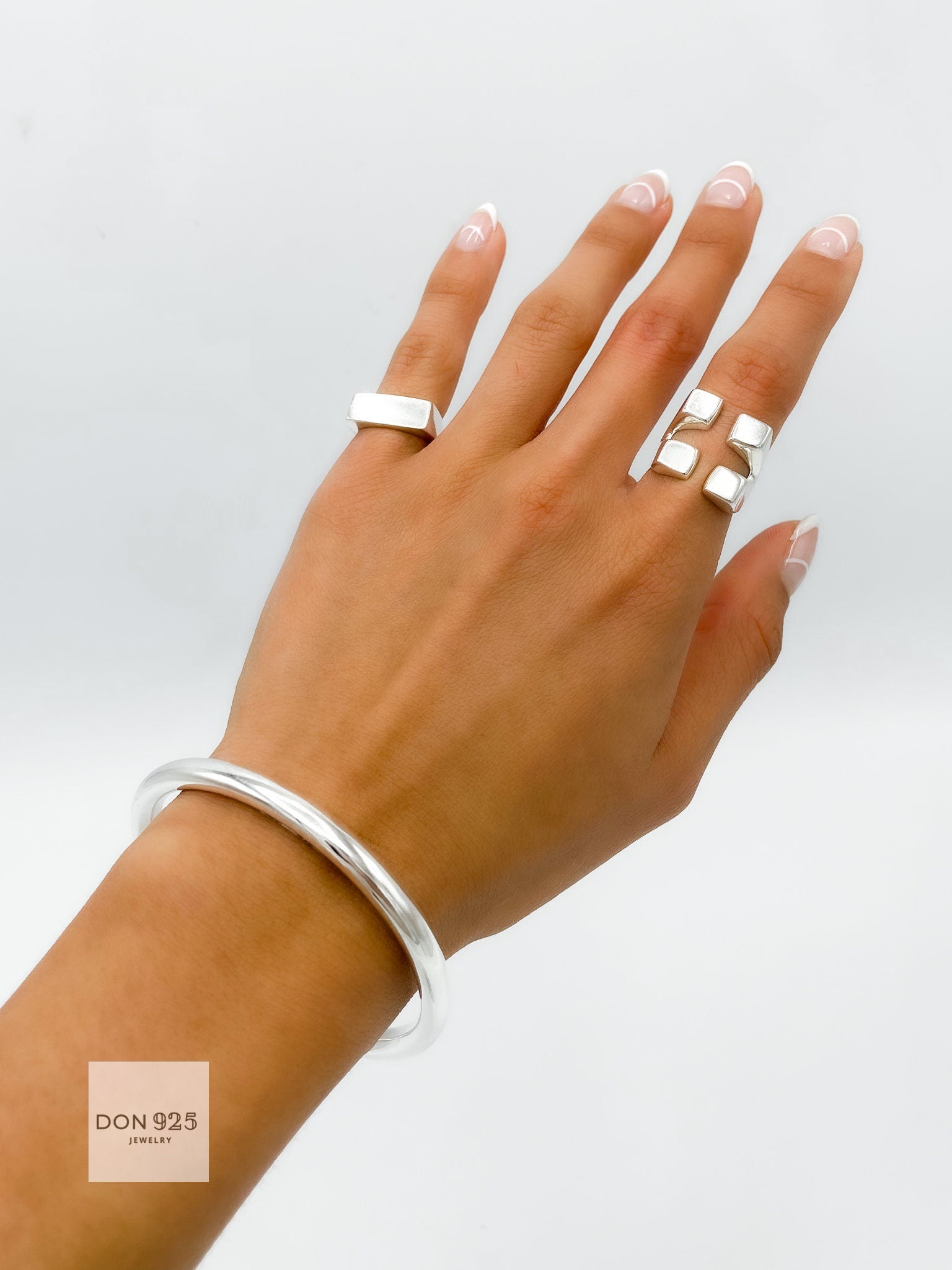 Sterling Silver 5mm Tube Slip-On Bangle Bracelet: Inclusive Sizes
