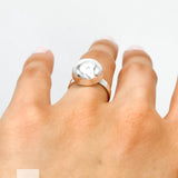 Sterling Silver Disco Ball Ring: Hammered Dome Geometric Band
