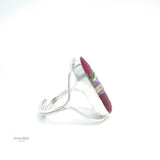 Real Colorful Flowers Adjustable Ring: Sterling Silver, Botanical Resin Jewelry