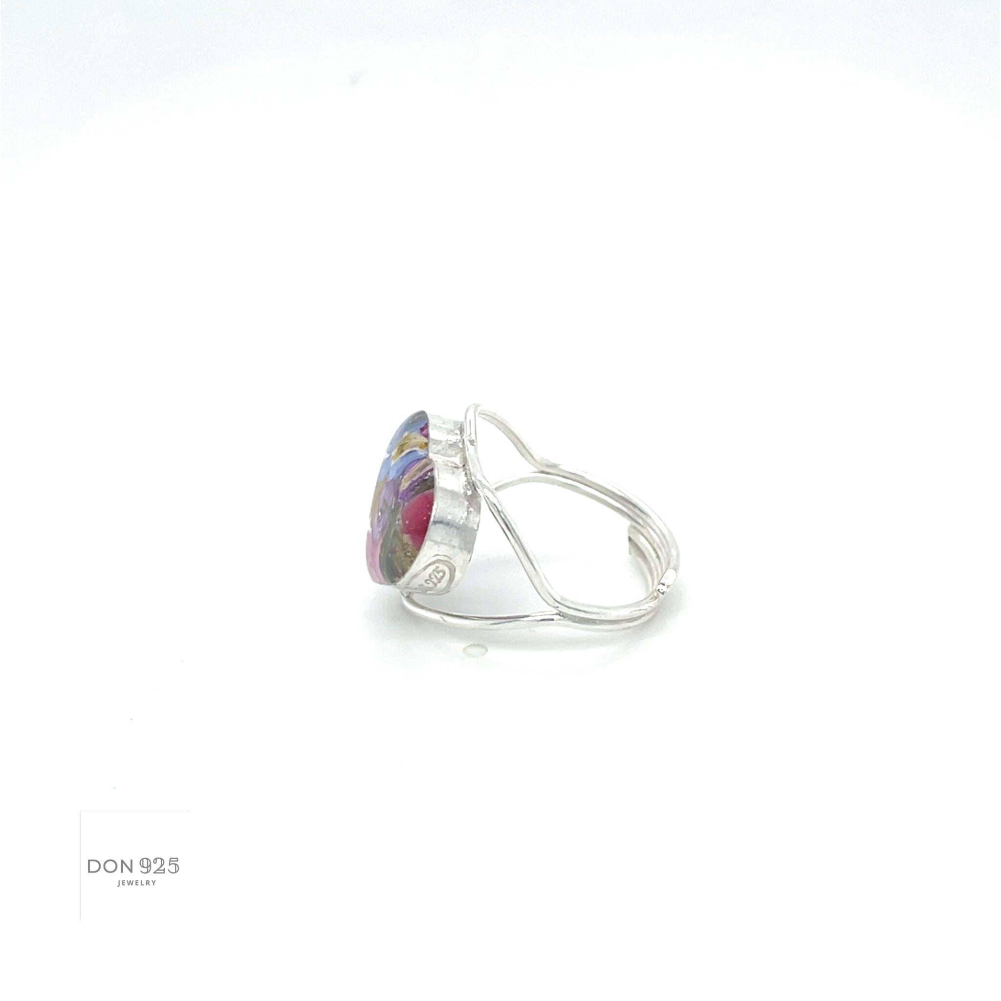 Botanical Heart Ring: Real Flowers and Sterling Silver, Adjustable Band