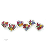 Botanical Heart Ring: Real Flowers and Sterling Silver, Adjustable Band