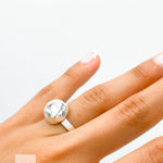 Sterling Silver Disco Ball Ring: Hammered Dome Geometric Band
