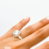 Sterling Silver Disco Ball Ring: Hammered Dome Geometric Band