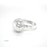 Sterling Silver Disco Ball Ring: Hammered Dome Geometric Band