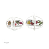Real Colorful Flowers Adjustable Ring: Sterling Silver, Botanical Resin Jewelry