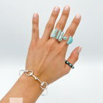 Sterling Silver Turquoise Boho Moon and Star Ring