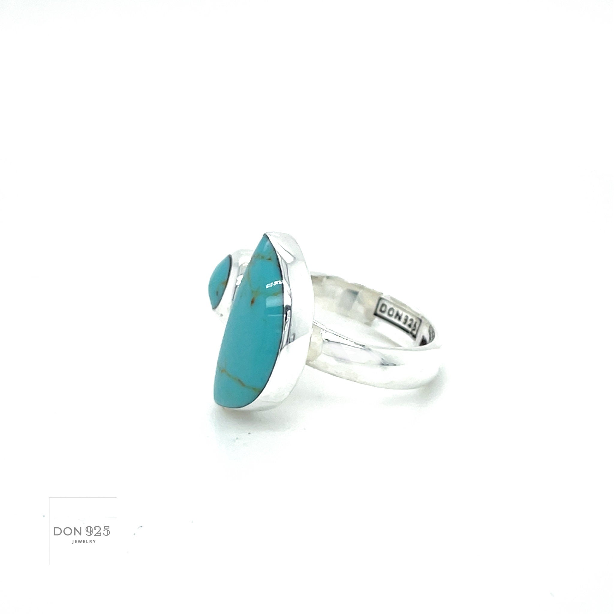Sterling Silver Turquoise Boho Moon and Star Ring