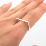 Minimalist Sterling Silver Flat Bar Ring: Dainty Stacking Jewelry