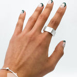 Sterling Silver Cube Signet Ring: Wide Geometric Chunky Modern Unisex Band