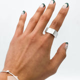 Sterling Silver Cube Signet Ring: Wide Geometric Chunky Modern Unisex Band