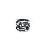 Oxidized Sterling Silver Ocean Waves Ring: Chunky Beach Jewelry