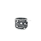 Oxidized Sterling Silver Ocean Waves Ring: Chunky Beach Jewelry