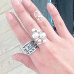 Oxidized Sterling Silver Ocean Waves Ring: Chunky Beach Jewelry